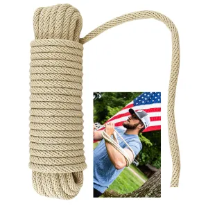 1 Pc 3/8" X 50' Cotton Rope Flagpole Heavy Duty Load Flag Line Boat Dock Twisted