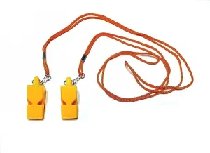 1 Stop Soccer Safety Loud Pealess Outdoor, Survival, Soccer Boat Safety, Lifeguard Rescue, Marine Emergency Whistle   Lanyards | 2pk Bundle   Lanyard (Yellow)