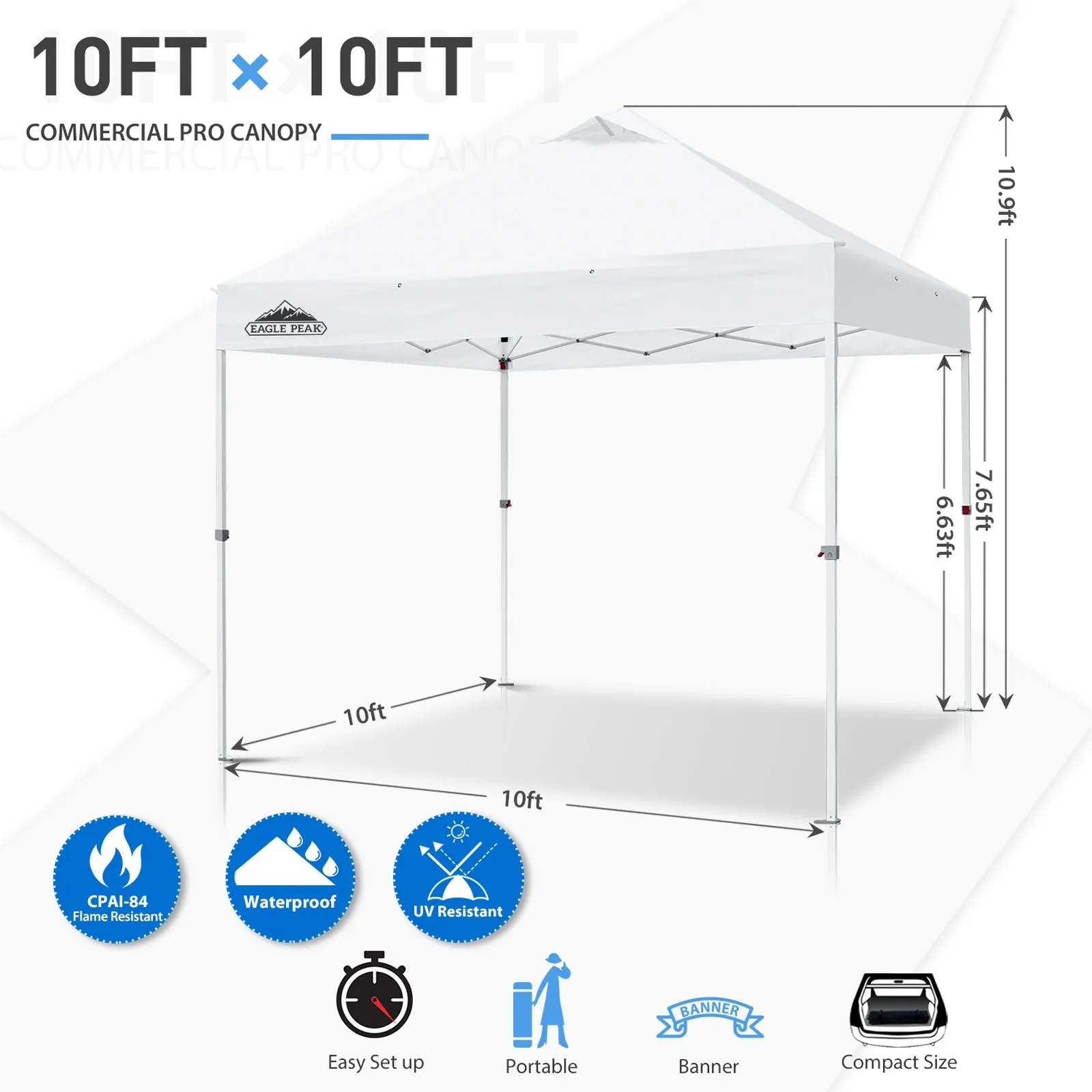 10x10 Heavy Duty Industrial Commercial Canopy Tent with 100 Sqft of Shade