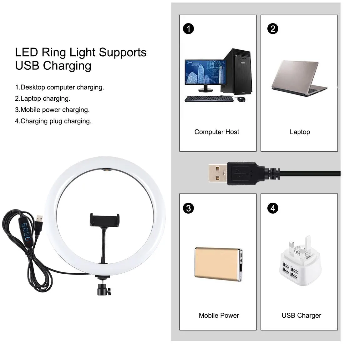 11.8" LED Ring Light with Tripod & Phone Clamp | 3 Modes | Dual Colour Temperature Dimmable | Perfect for Vlogging & Live Streaming