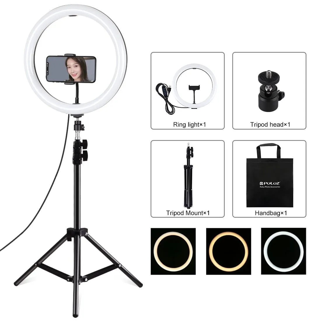 11.8" LED Ring Light with Tripod & Phone Clamp | 3 Modes | Dual Colour Temperature Dimmable | Perfect for Vlogging & Live Streaming
