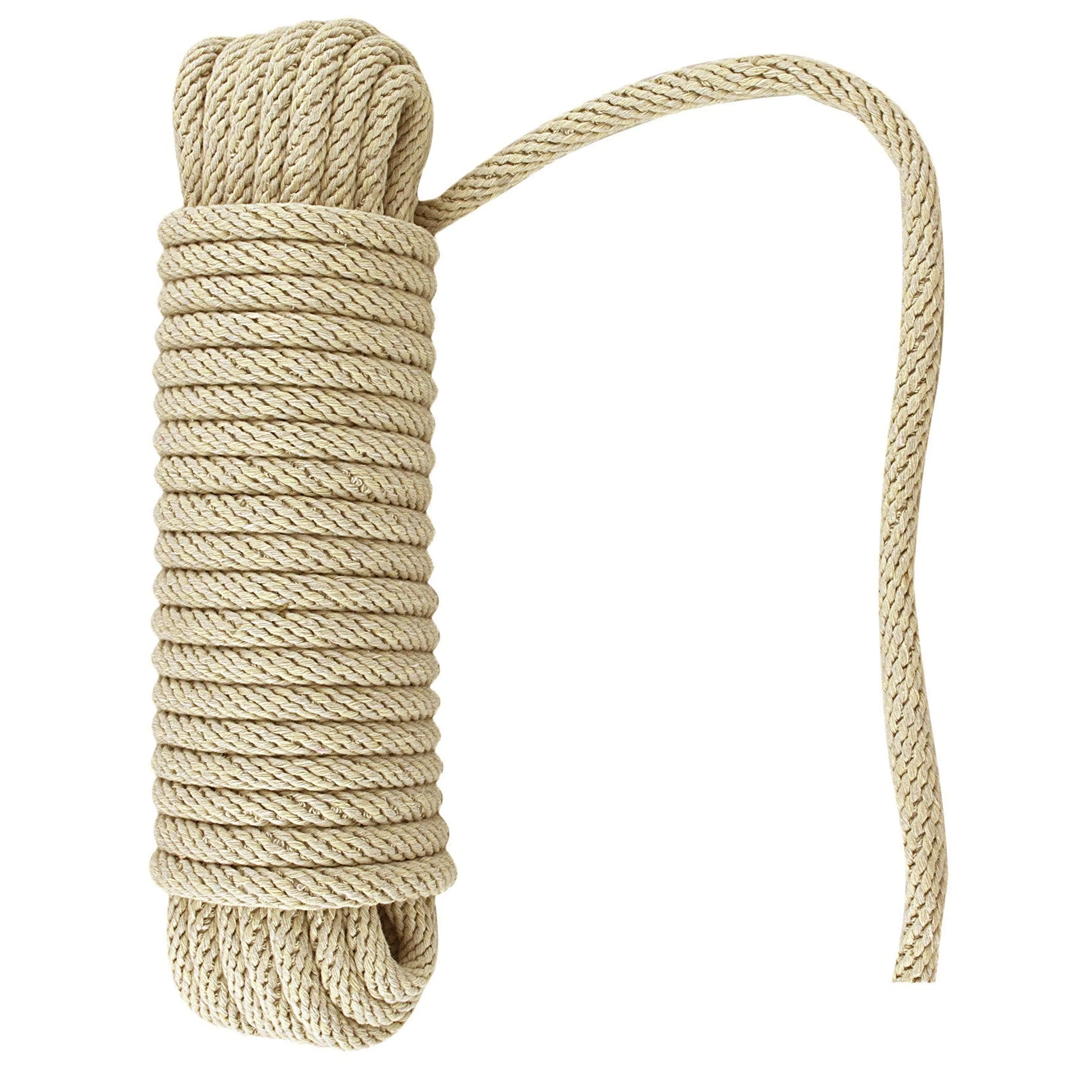 4 Pc 50FT Solid Twisted Cotton Rope 3/8" Thick Strong 150 lbs Load Boat Camping