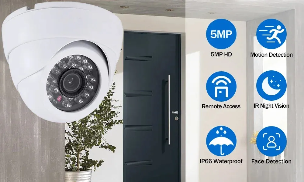 5MP AHD Camera Video Security Cameras IR-CUT Vision Day & Night Surveillance Indoor Outdoor CCTV Digital Security Surveillance