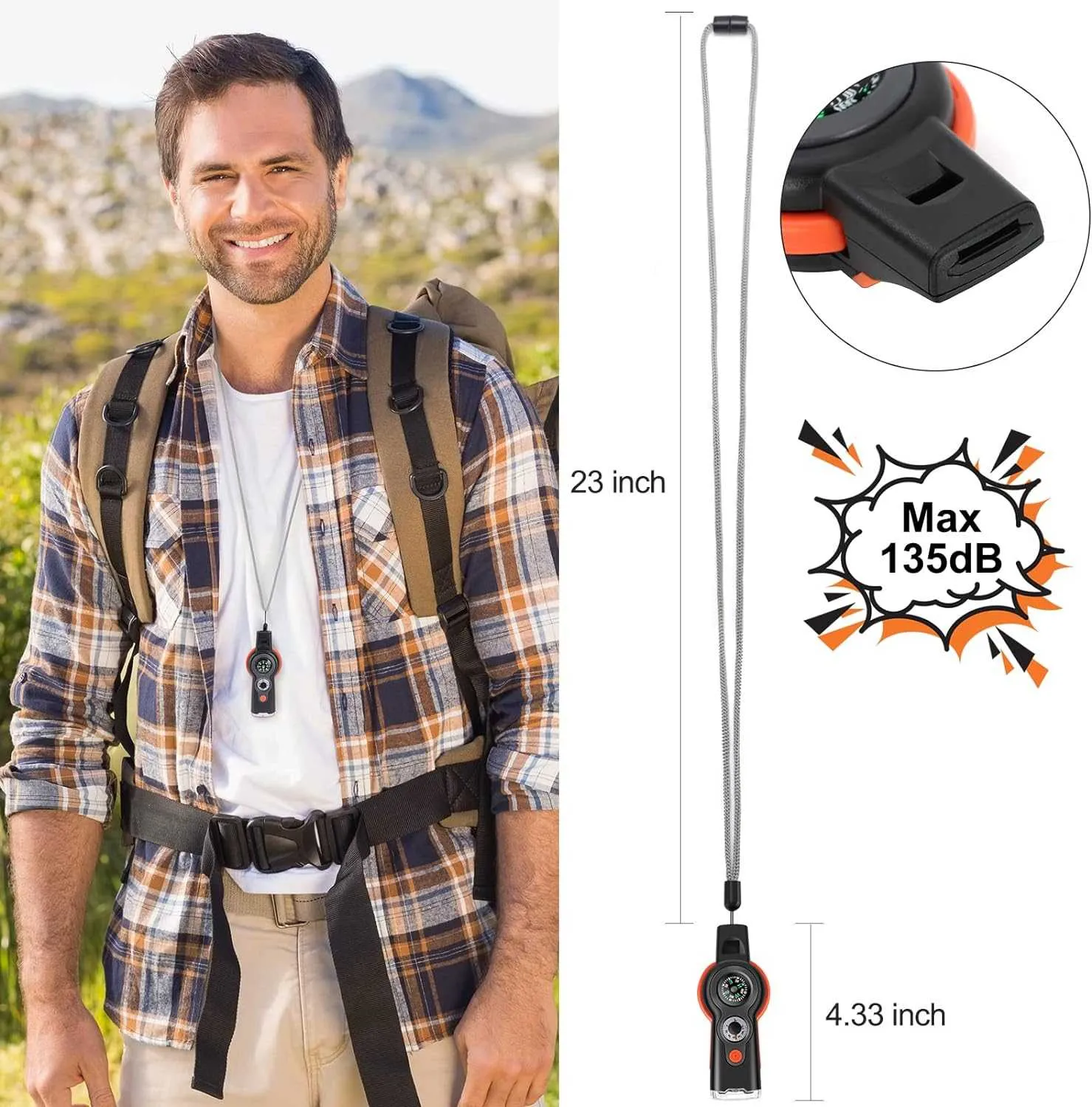 7 in 1 Emergency Survival Function Whistle