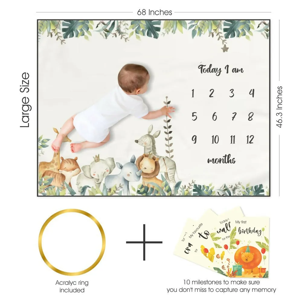 Baby Milestone Blanket - Jungle Safari | DBMSblanket- Jungle Safari