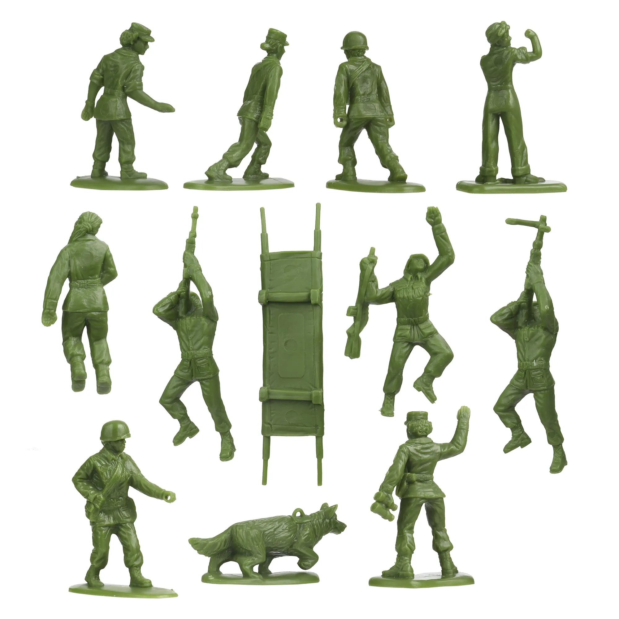 BMC BUCKET of PLASTIC ARMY WOMEN - Tan vs Green 100pc Soldier Playset - US Made
