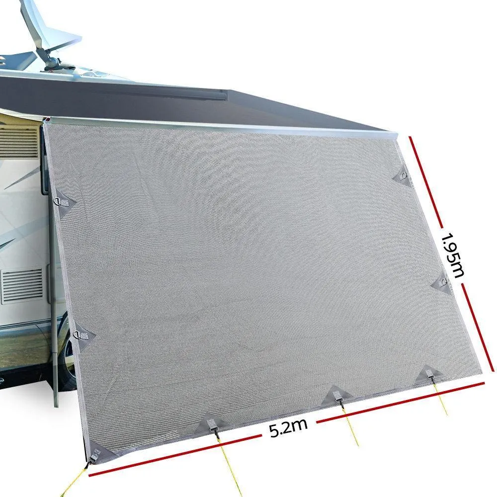 Caravan Privacy Screens 5.2M - 1.95m Long Roll Out Awning End Sun Shade