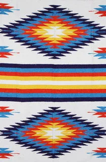 Diamante Double Blanket- White Multi rainbow