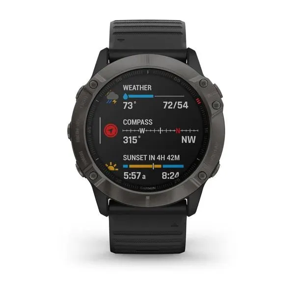 Garmin fenix® 6X Sapphire, Carbon Gray DLC w/ Black Band