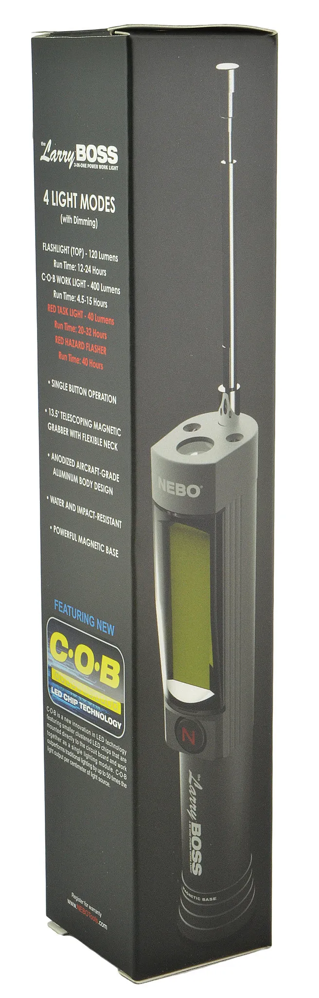 Nebo Larry BOSS 6431 3in1 LED Work Light Flashlight with Magnetic Grabber