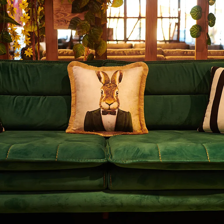 Rubeza Velvet Printed Cushion 45cm x 45cm - Bow Tie Rabbit