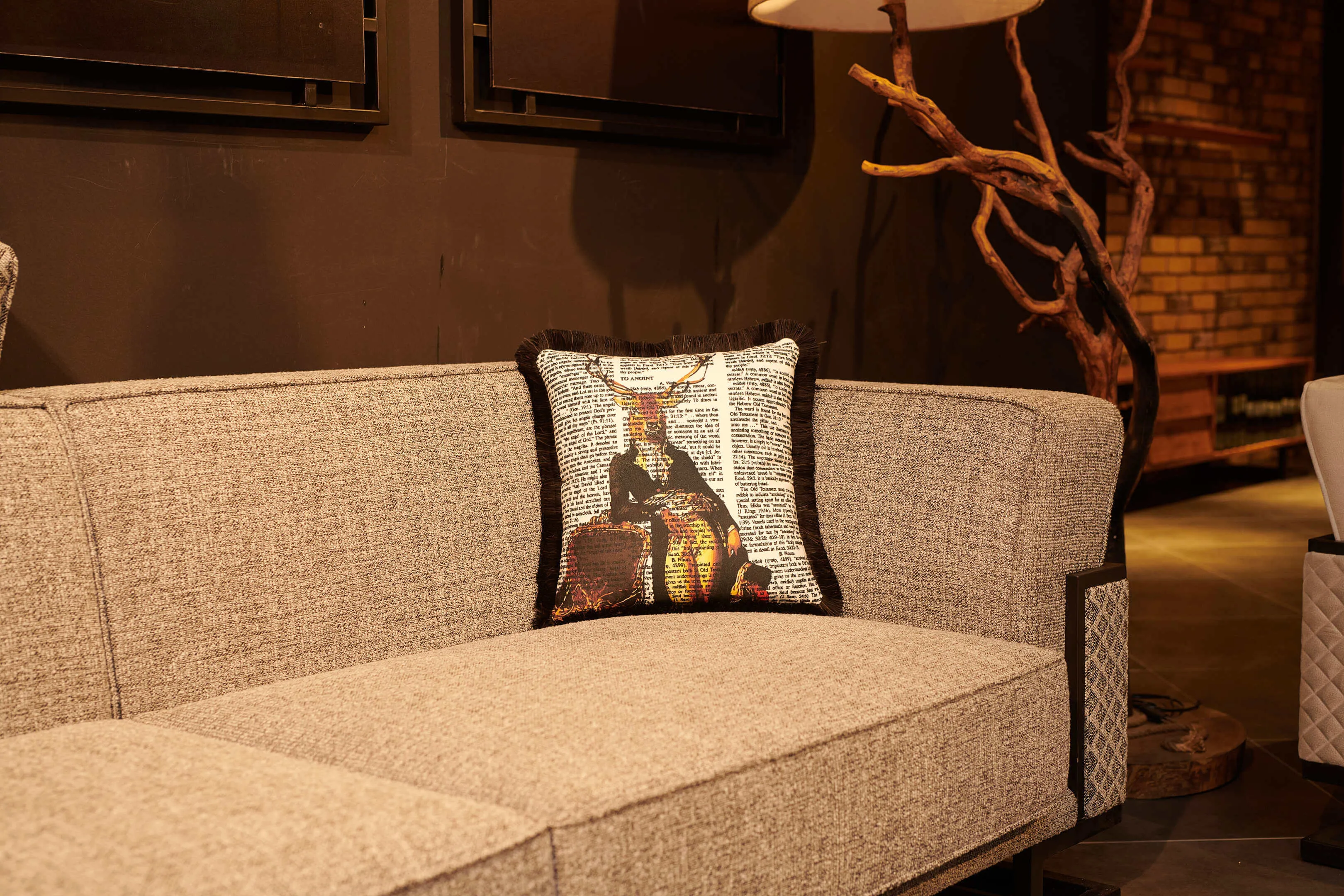 Rubeza Velvet Printed Cushion 45cm x 45cm - Journalist Deer