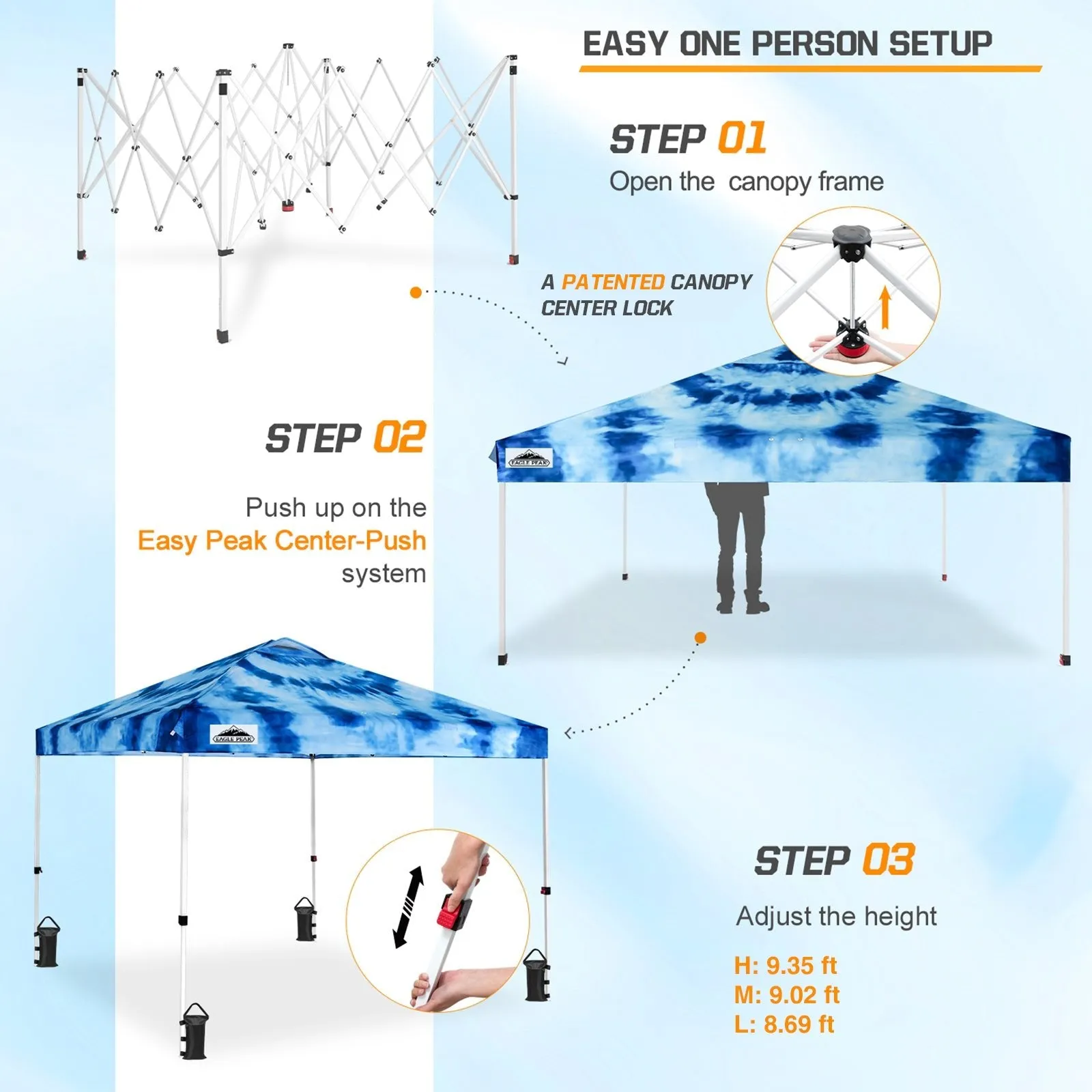 SHADE GRAPHiX Easy Setup 10x10 Pop Up Canopy Tent with Digital Printed Tie Dye Top