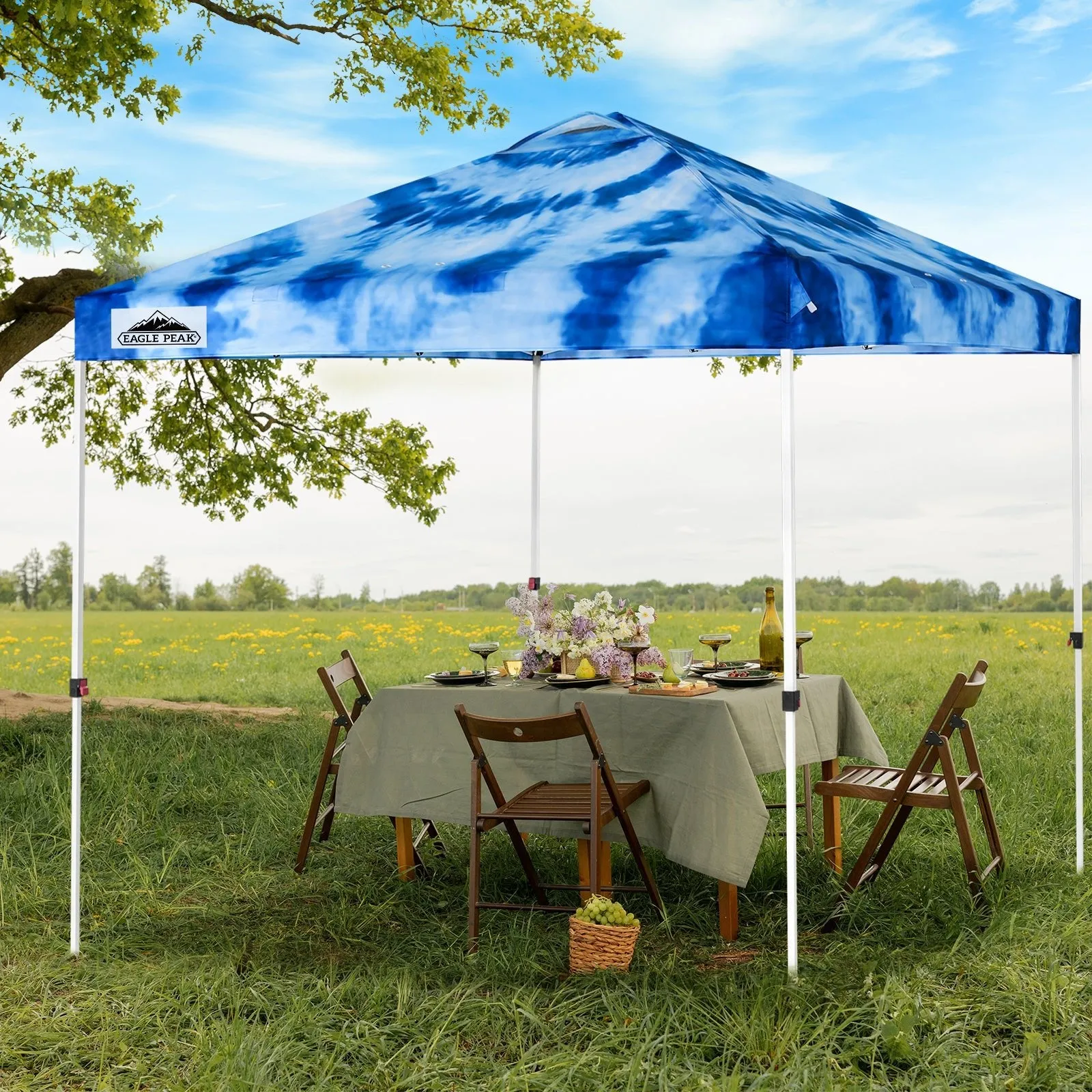 SHADE GRAPHiX Easy Setup 10x10 Pop Up Canopy Tent with Digital Printed Tie Dye Top