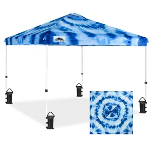 SHADE GRAPHiX Easy Setup 10x10 Pop Up Canopy Tent with Digital Printed Tie Dye Top