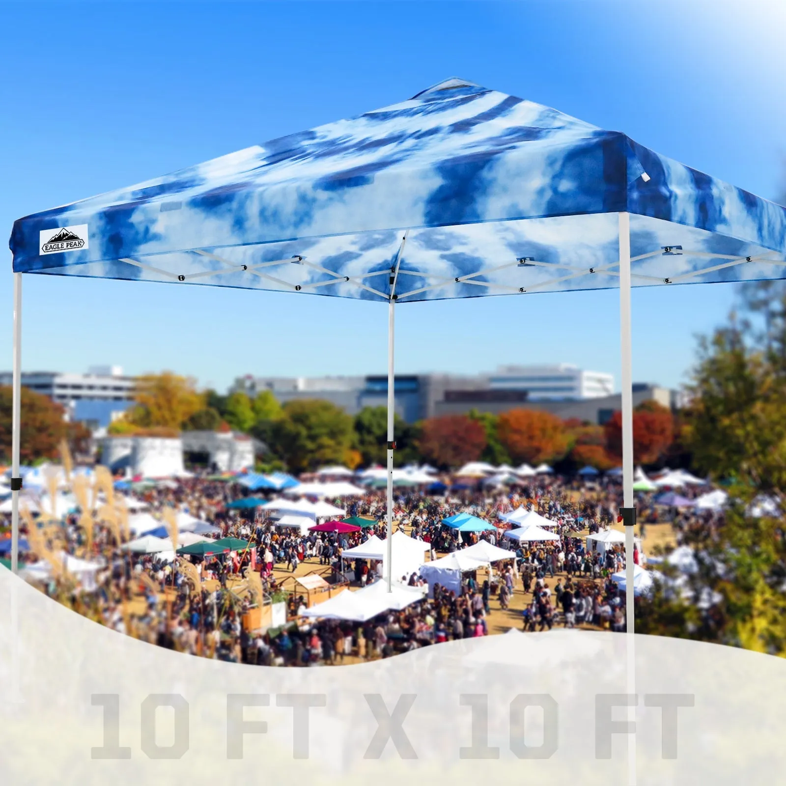 SHADE GRAPHiX Easy Setup 10x10 Pop Up Canopy Tent with Digital Printed Tie Dye Top