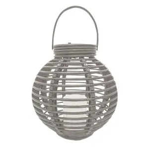 Silver & Stone Roma Solar Rattan Table Lantern - Grey