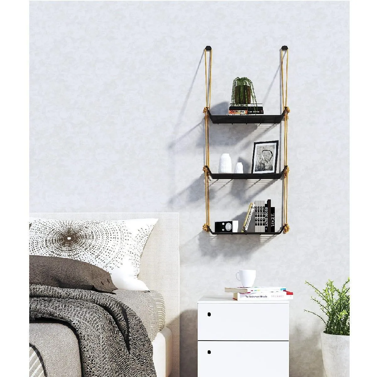 WALL DÉCOR SHELF 3 TIER GREY