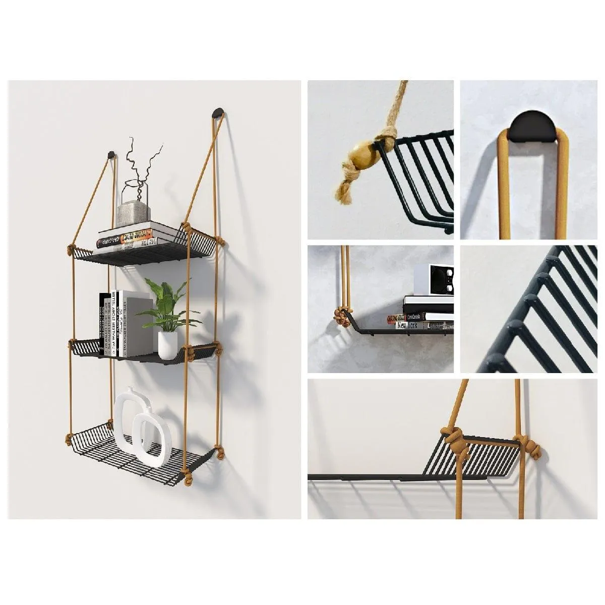 WALL DÉCOR SHELF 3 TIER GREY