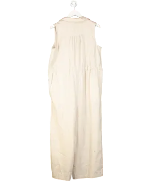 Whistles Beige Bella Linen Wrap Jumpsuit UK 14