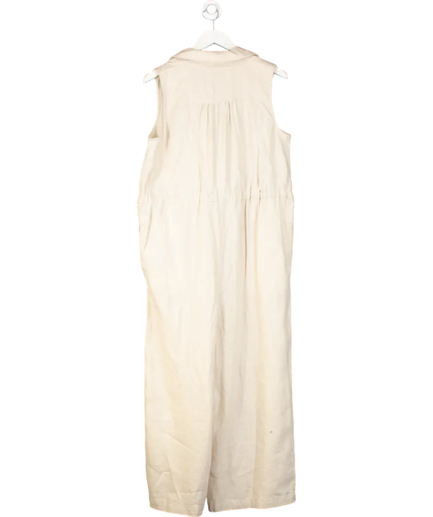 Whistles Beige Bella Linen Wrap Jumpsuit UK 14