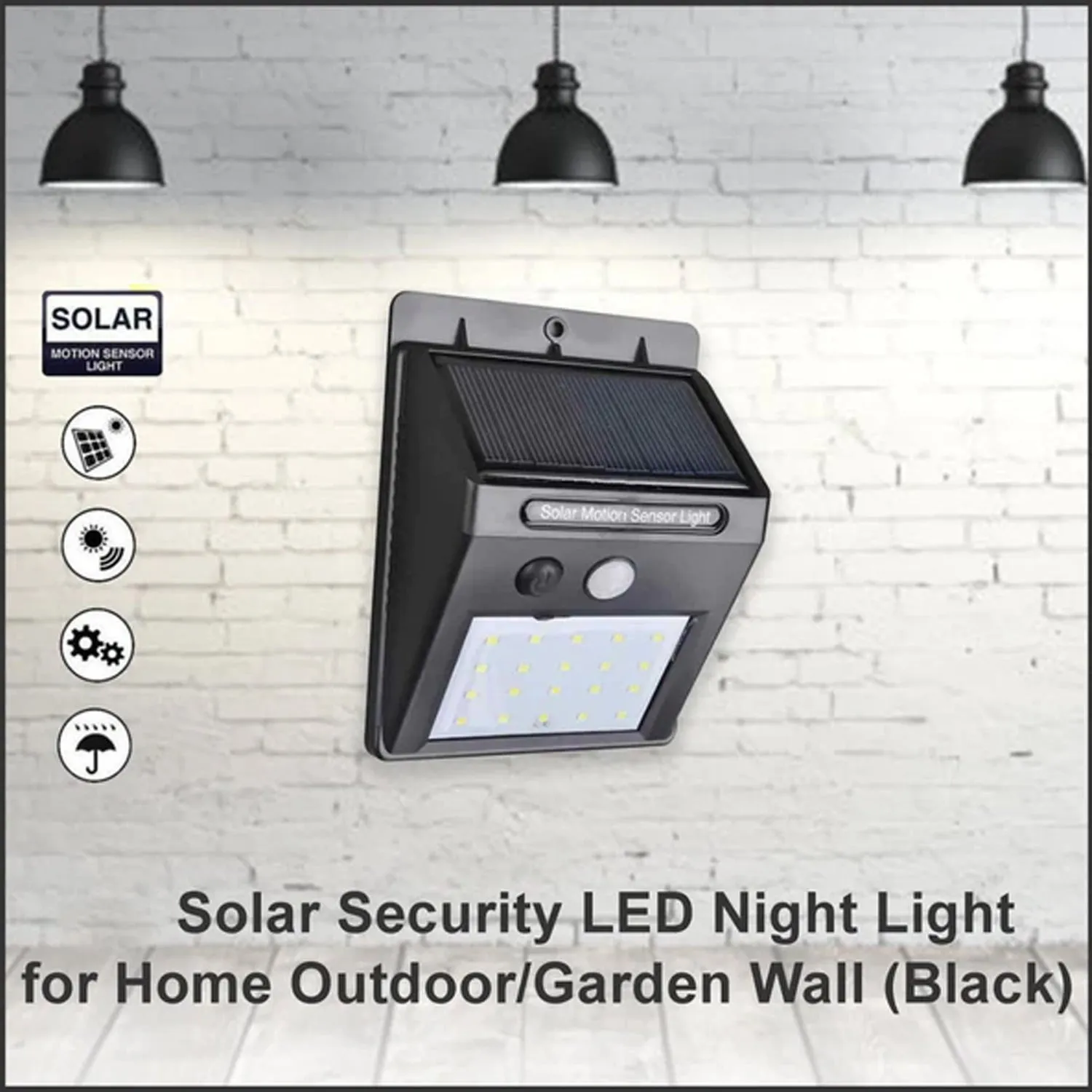 Yellow Solar Wireless Security Motion Sensor LED Night Light for Home Outdoor / Garden Wall.