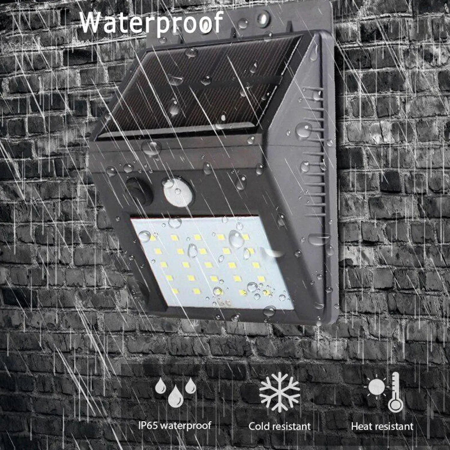 Yellow Solar Wireless Security Motion Sensor LED Night Light for Home Outdoor / Garden Wall.